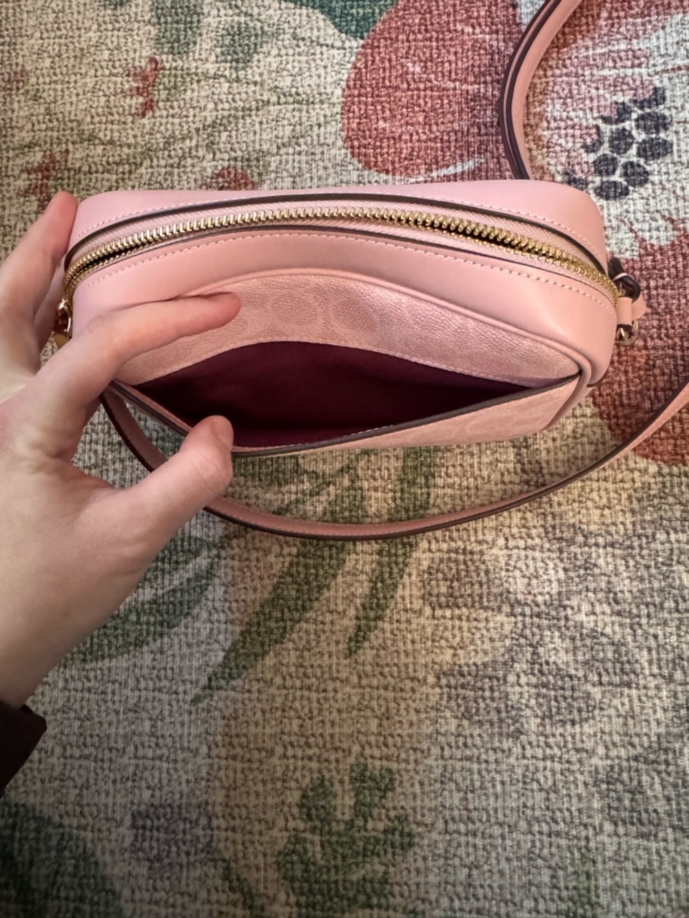 Coach Pink Pebble Leather Signature Crossbody Bag - Mini Jamie Camera Bag - Picture 6 of 8